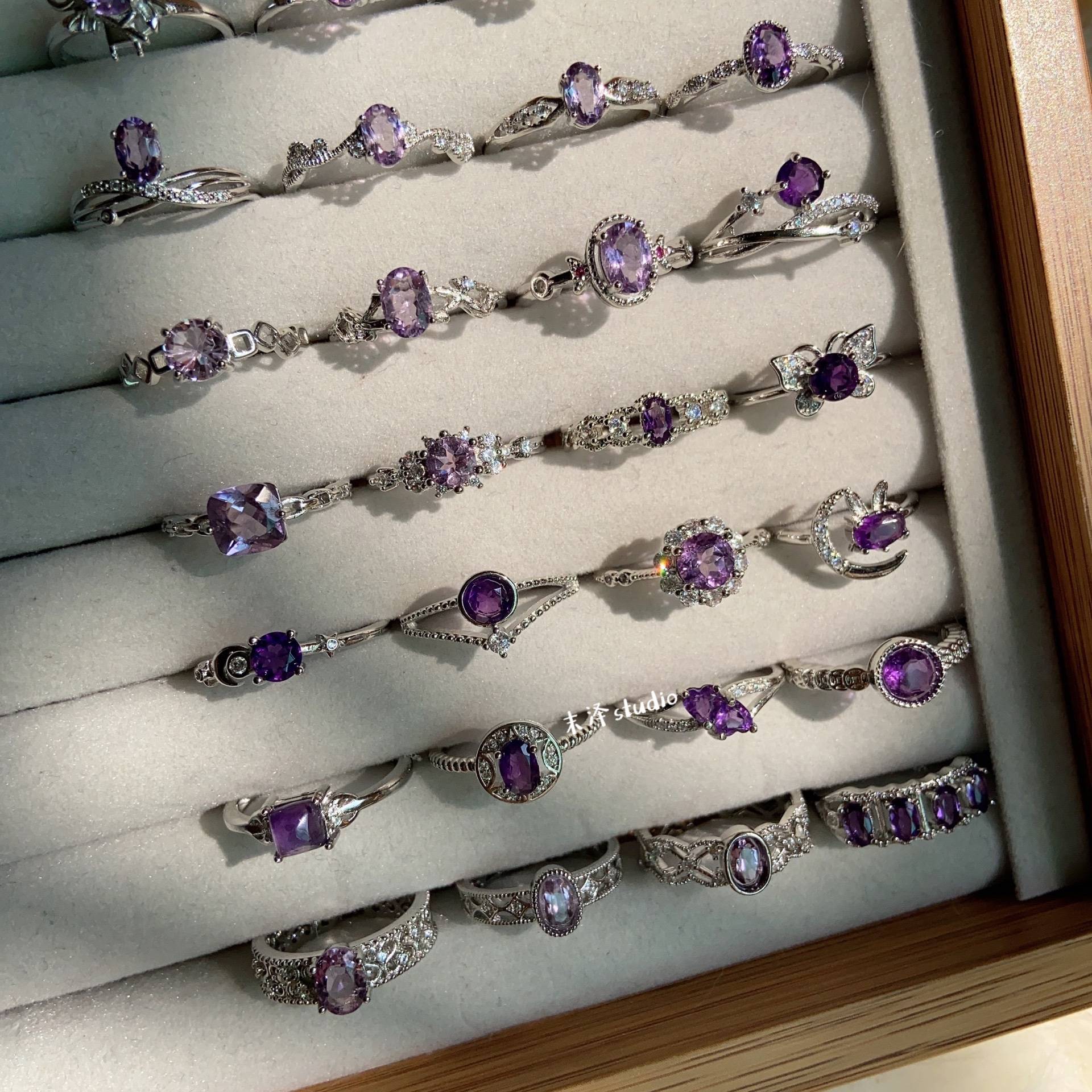 Midazawa amethyst ring collection Natural crystal ring gentle breeze fantasy niche design ring live mouth