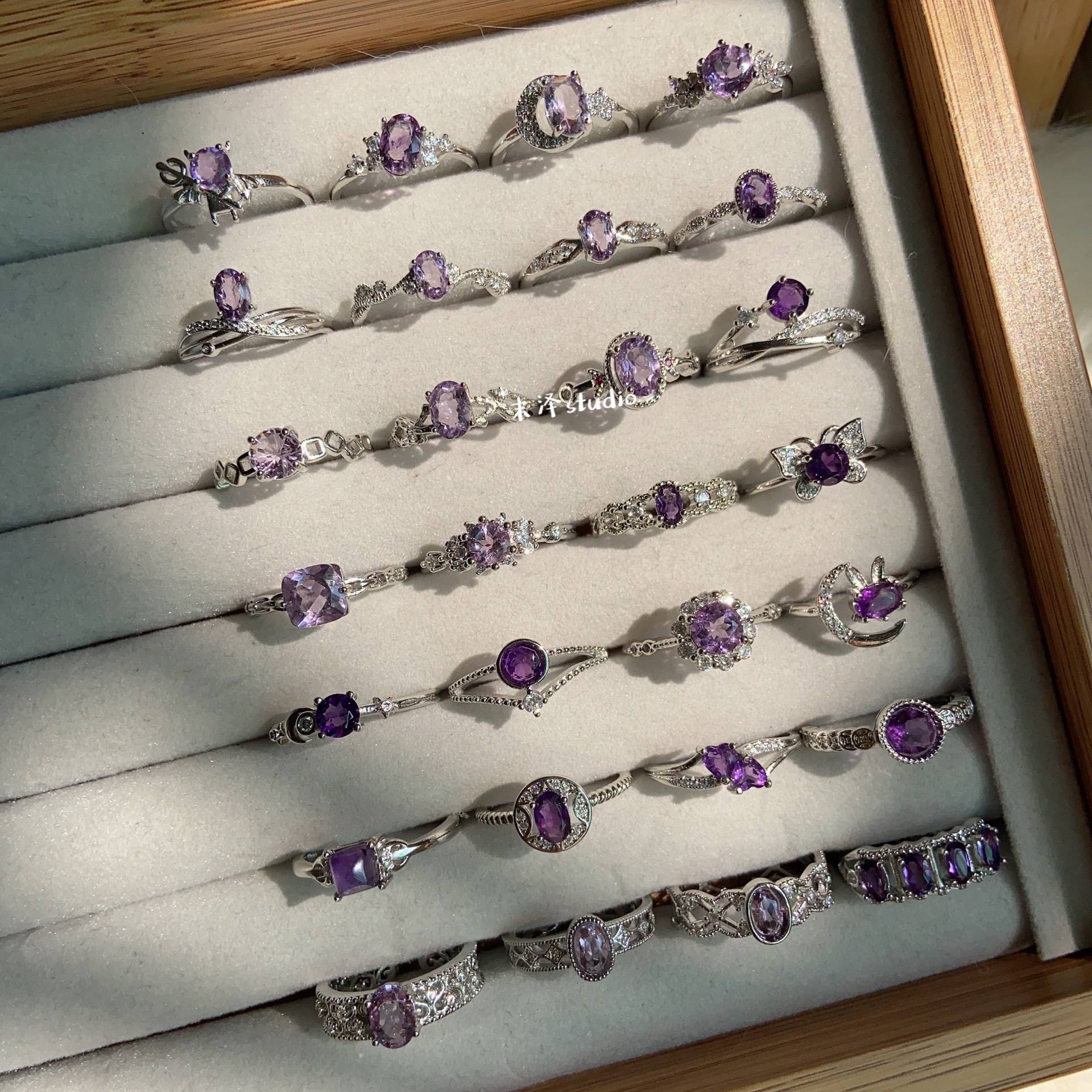 Midazawa amethyst ring collection Natural crystal ring gentle breeze fantasy niche design ring live mouth