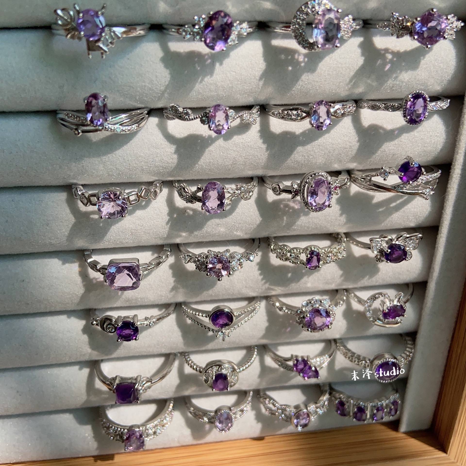 Midazawa amethyst ring collection Natural crystal ring gentle breeze fantasy niche design ring live mouth