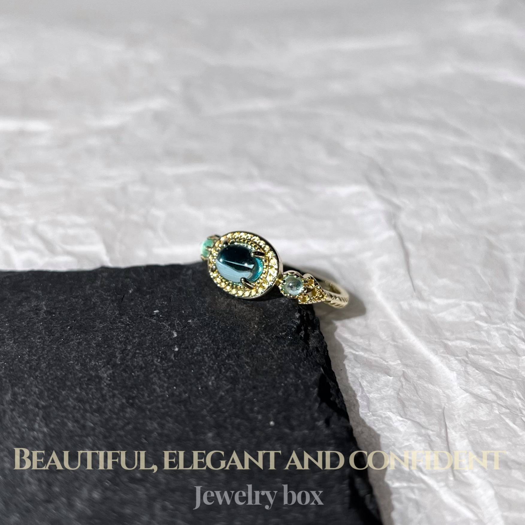 Vintage ancient style glacier blue glazed rings copper plating K light gold beauty 7 port 15 to see details before shooting!