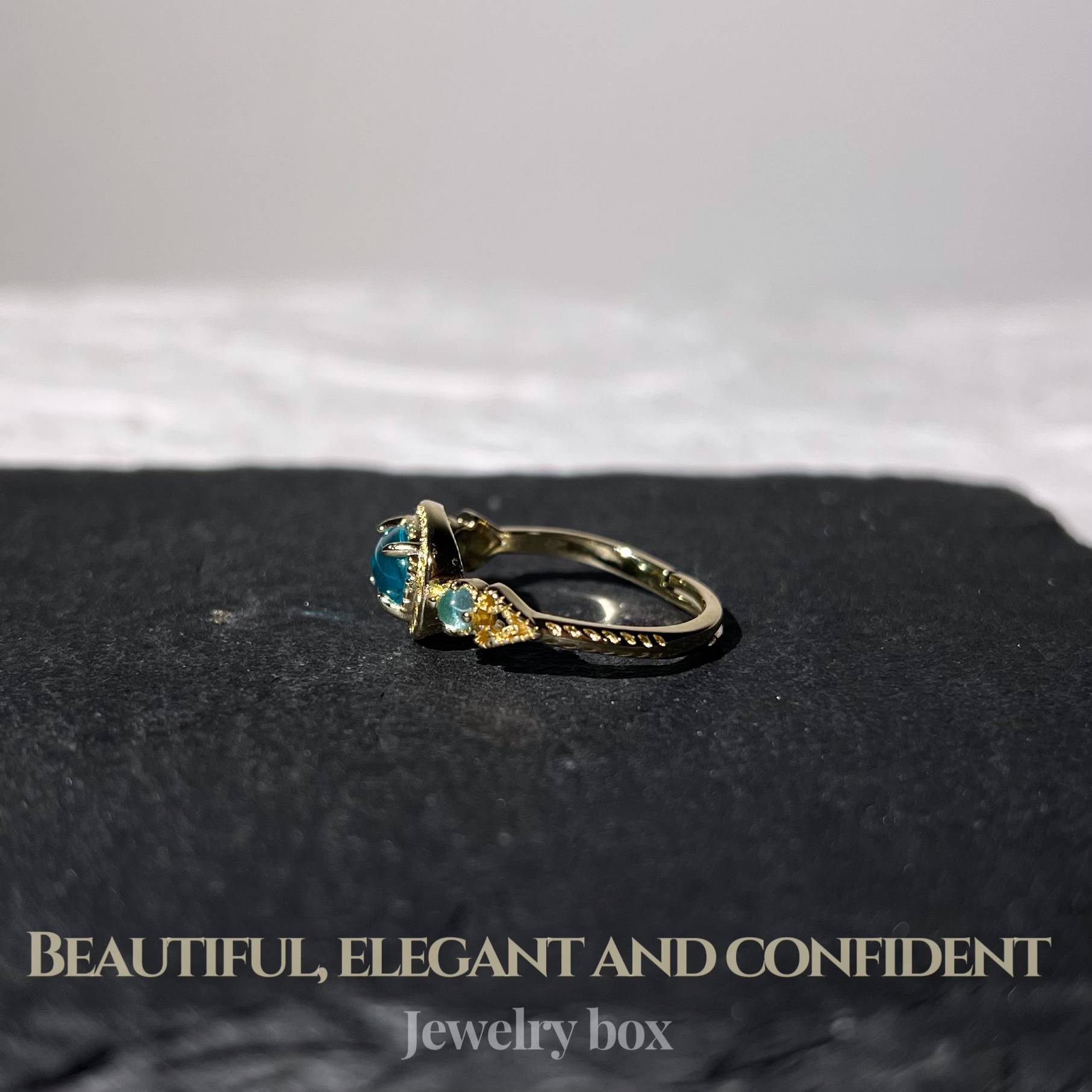 Vintage ancient style glacier blue glazed rings copper plating K light gold beauty 7 port 15 to see details before shooting!
