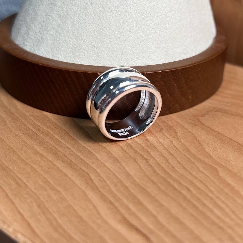 South Korean blogger fever the same S925 sterling silver wide surface three -layer curved element ring ring forefinger