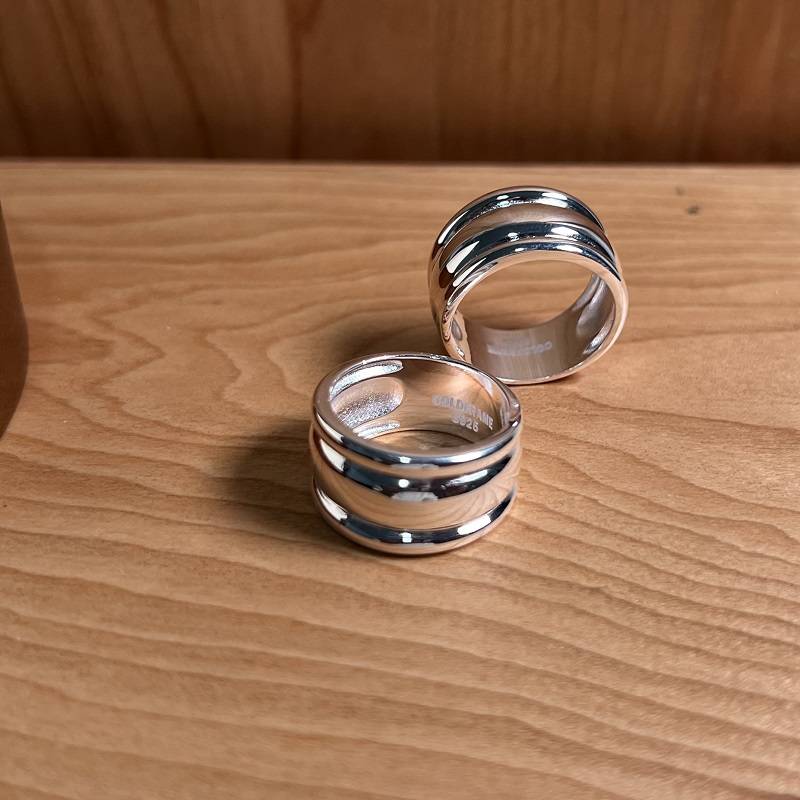 South Korean blogger fever the same S925 sterling silver wide surface three -layer curved element ring ring forefinger