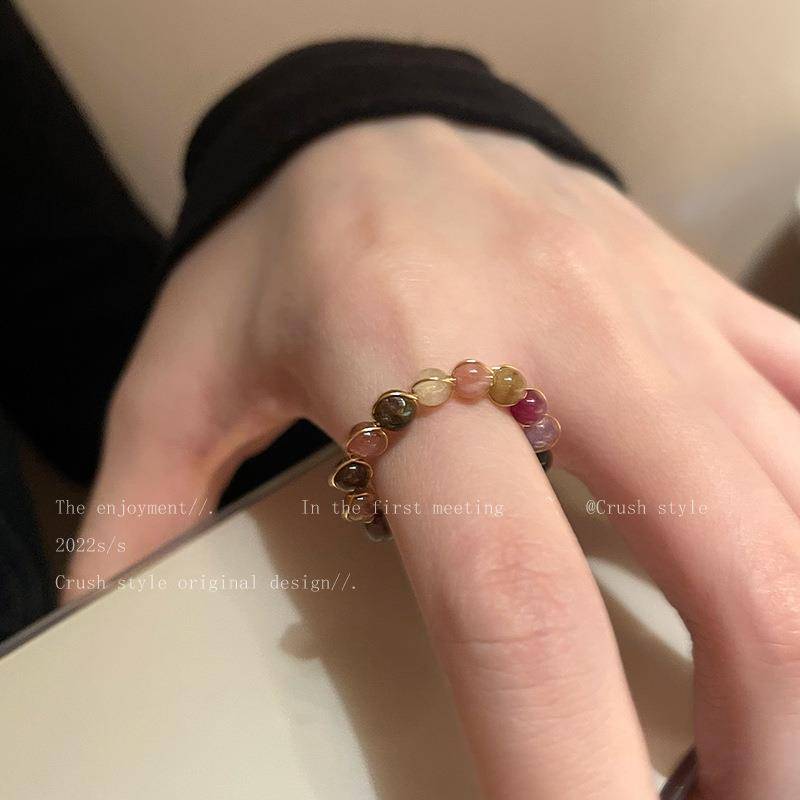 Retro opening ring female light luxury niche design senior fingerprint ring fashion personality ring