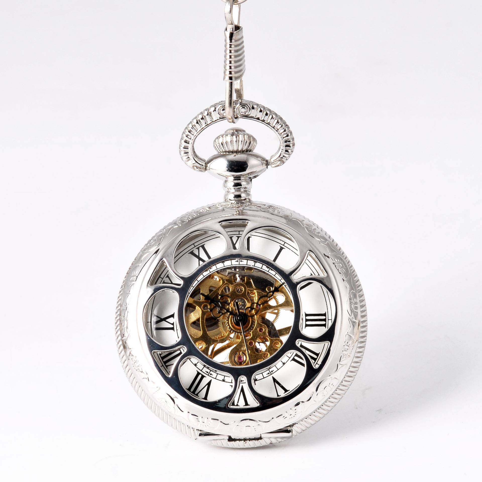 Nostalgic large pocket watches silver mechanical petals manufacturer