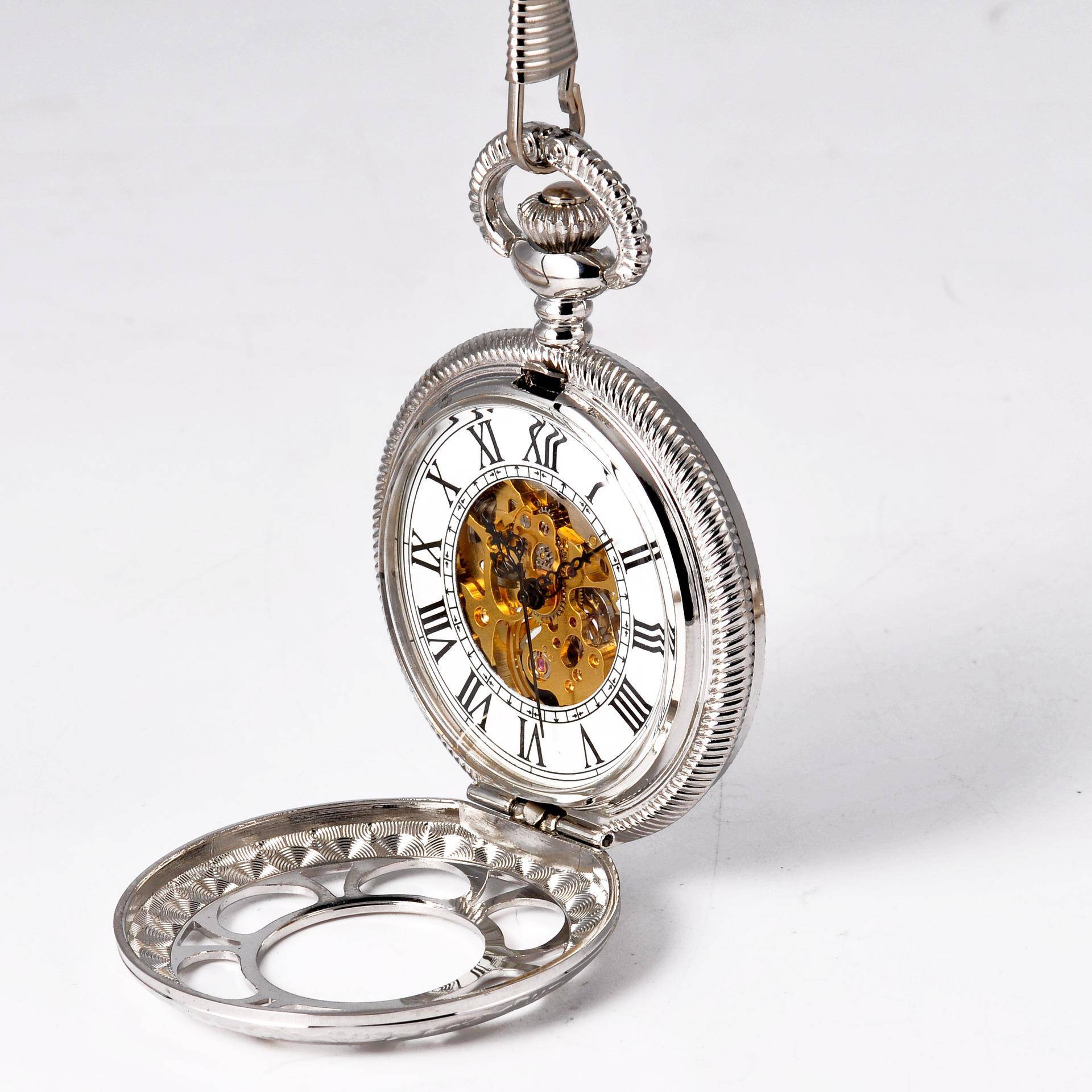 Nostalgic large pocket watches silver mechanical petals manufacturer