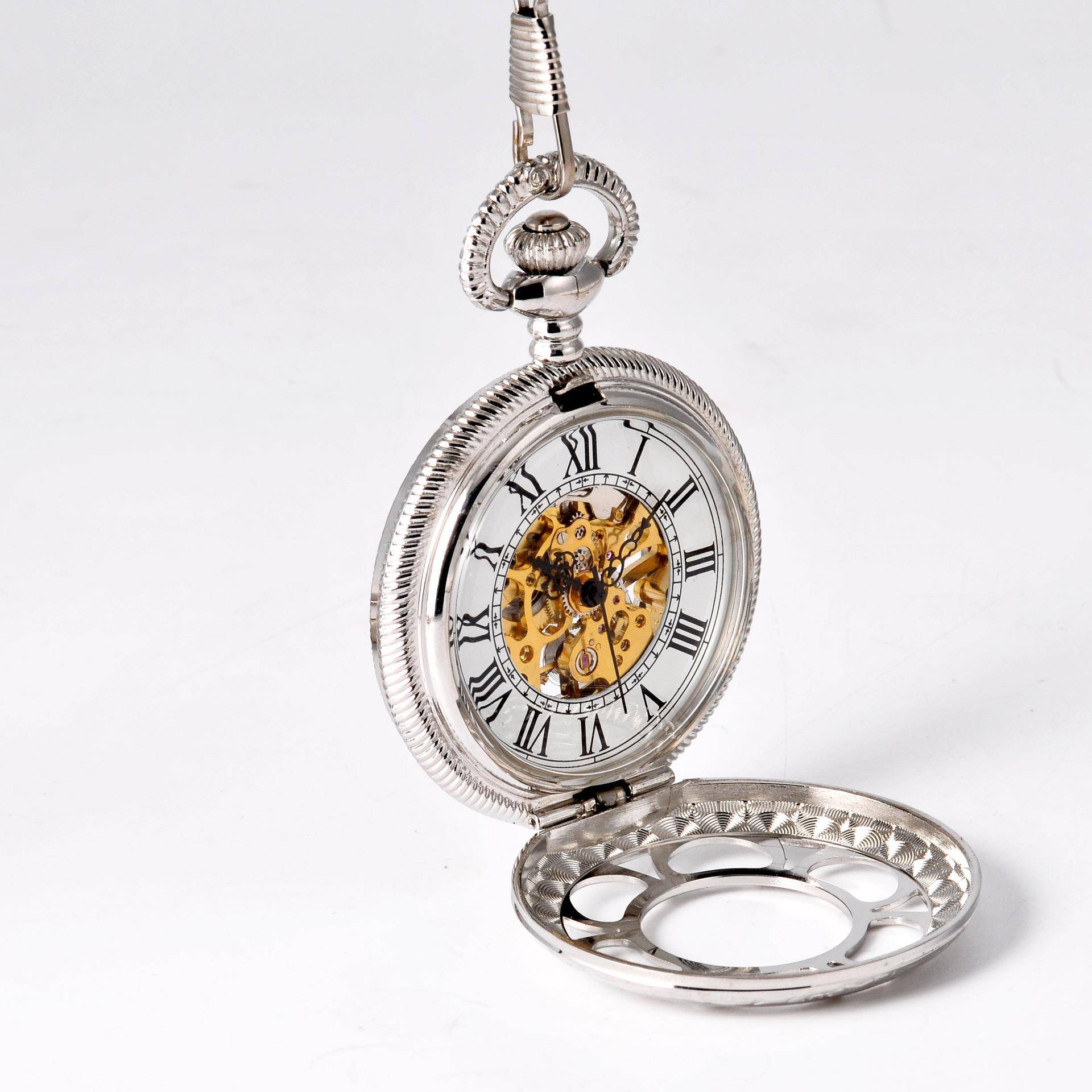 Nostalgic large pocket watches silver mechanical petals manufacturer