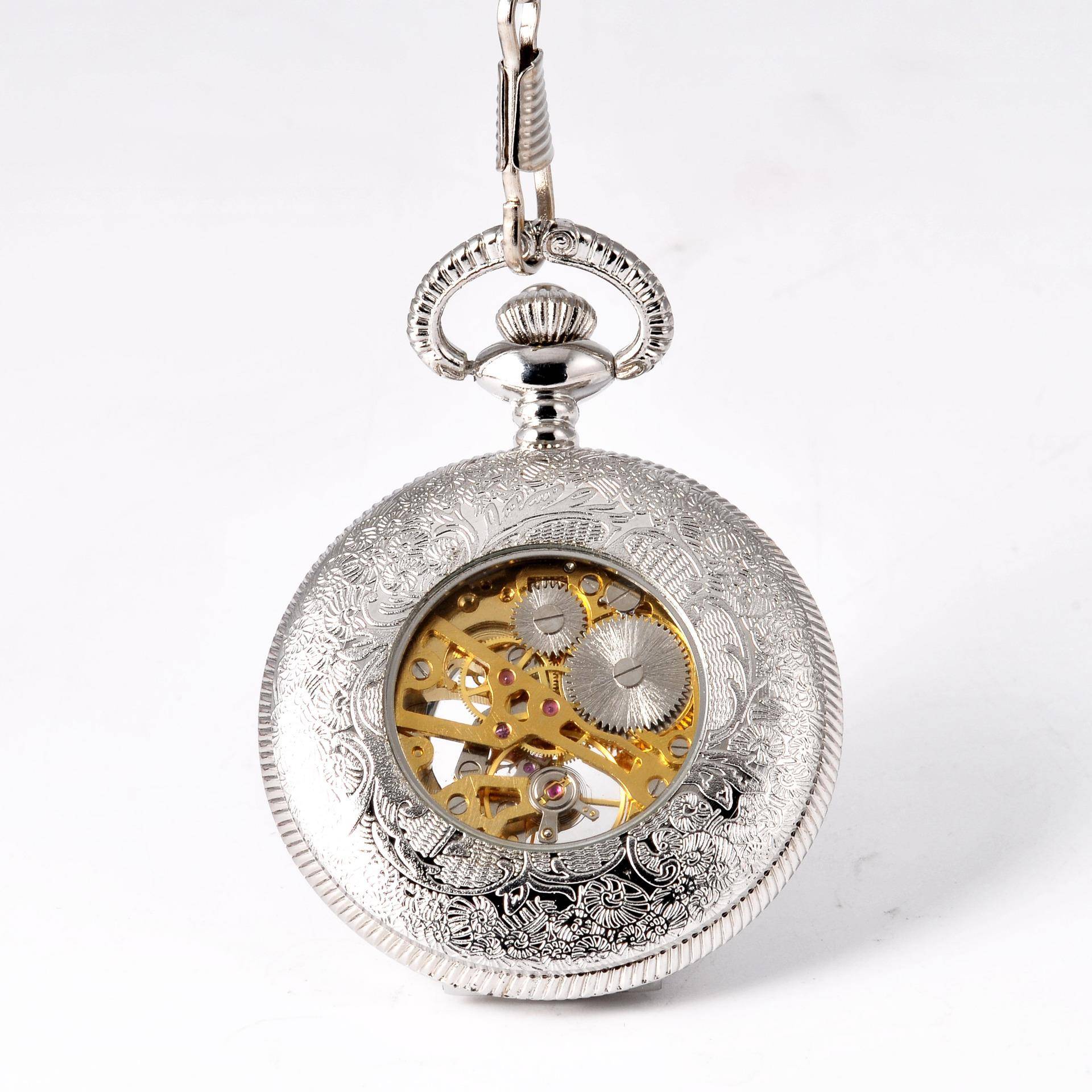Nostalgic large pocket watches silver mechanical petals manufacturer