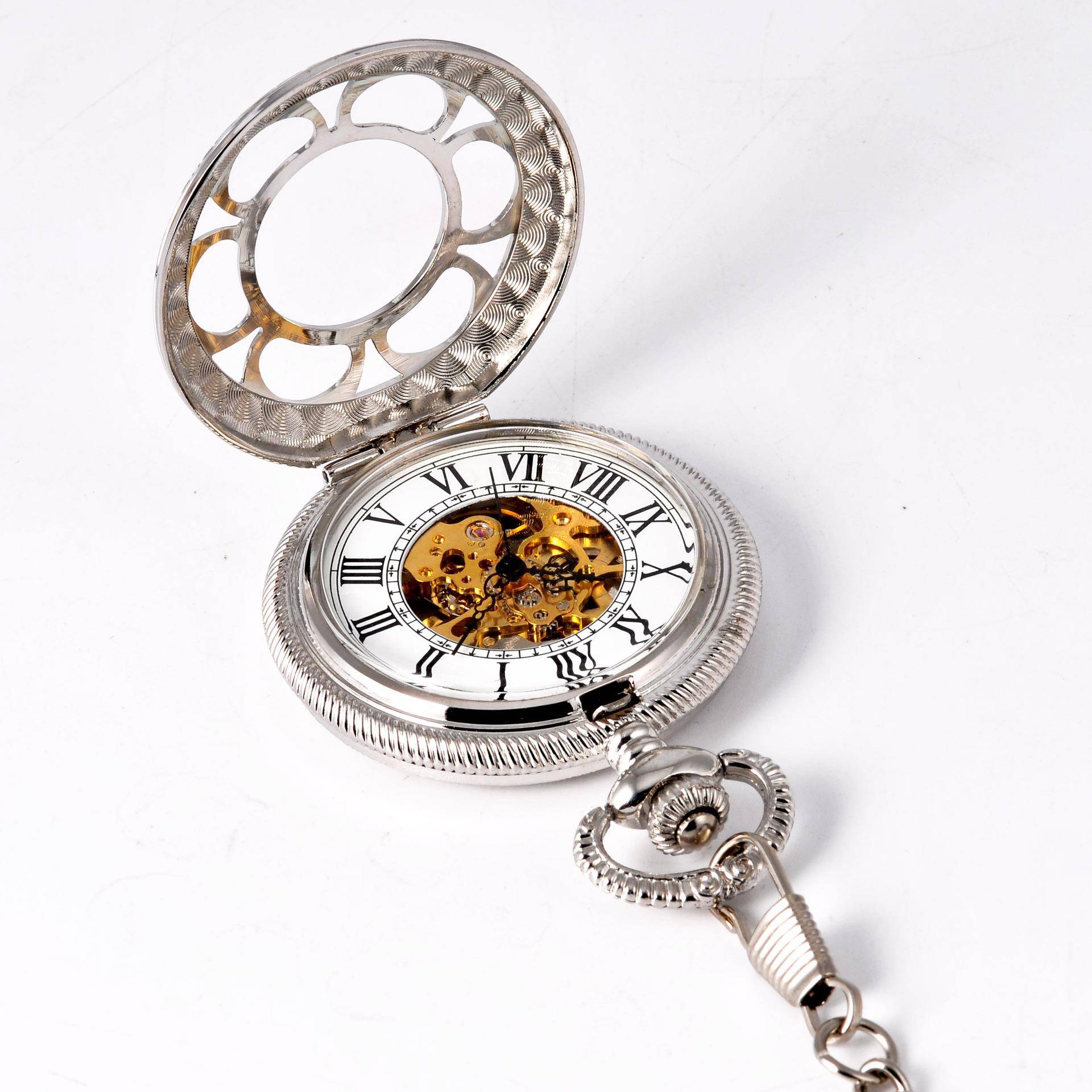 Nostalgic large pocket watches silver mechanical petals manufacturer
