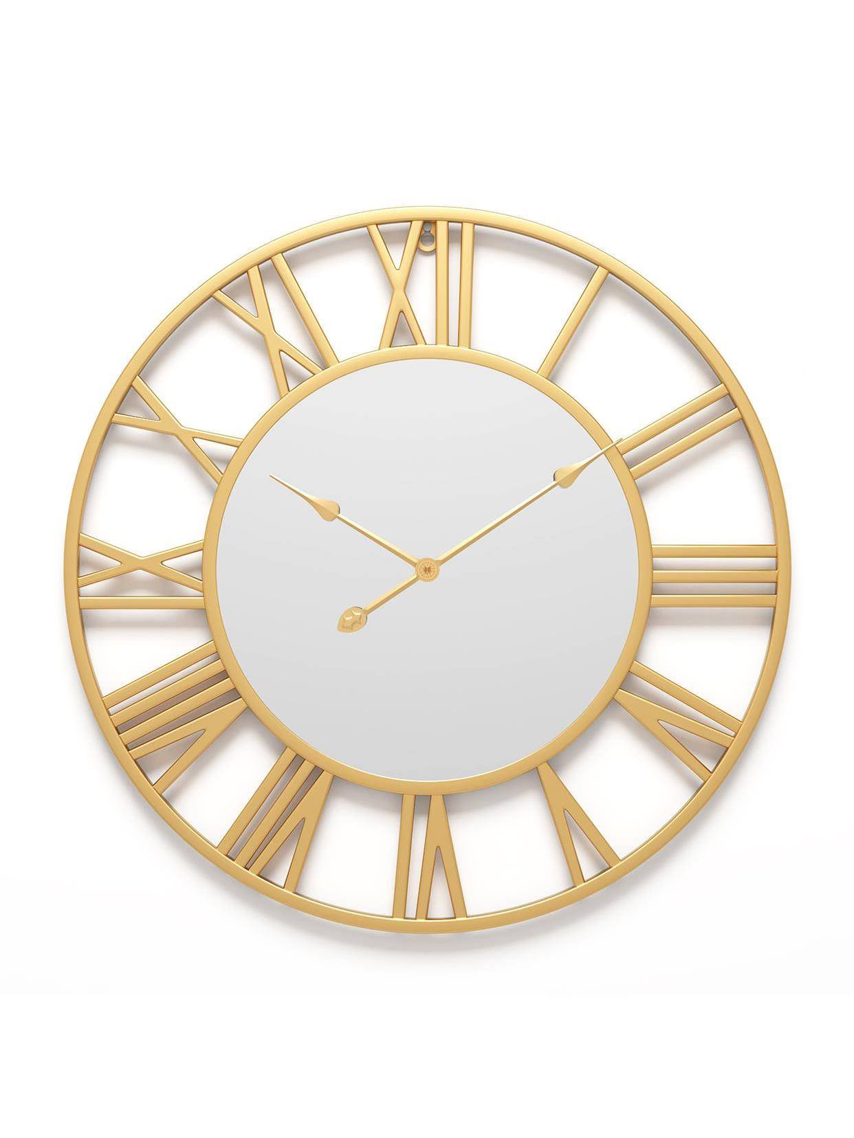 Round Iron Mirror Clock Baltic Iron Mid -style Hanging Clock living room wall clock