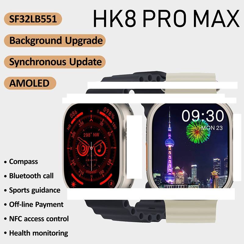 Cross -border HK8PROMAX smart watch cardiac blood oxygen monitoring sports watch Bluetooth call AMOLED