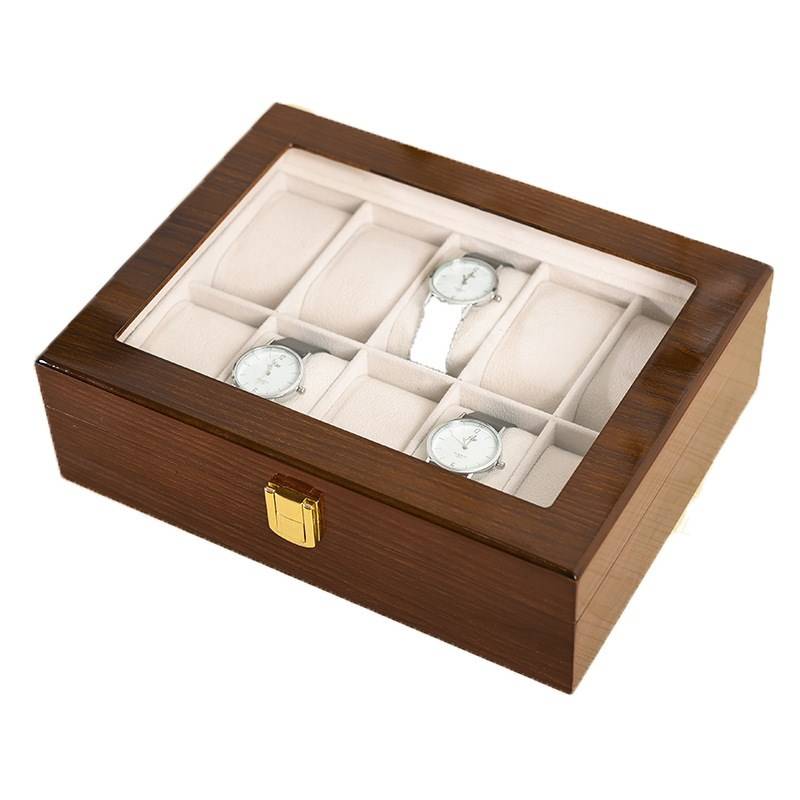 Hot 6 -bit 12 -bit watch storage box brown wood grain paint watches jewelry box jewelry jewelry packaging