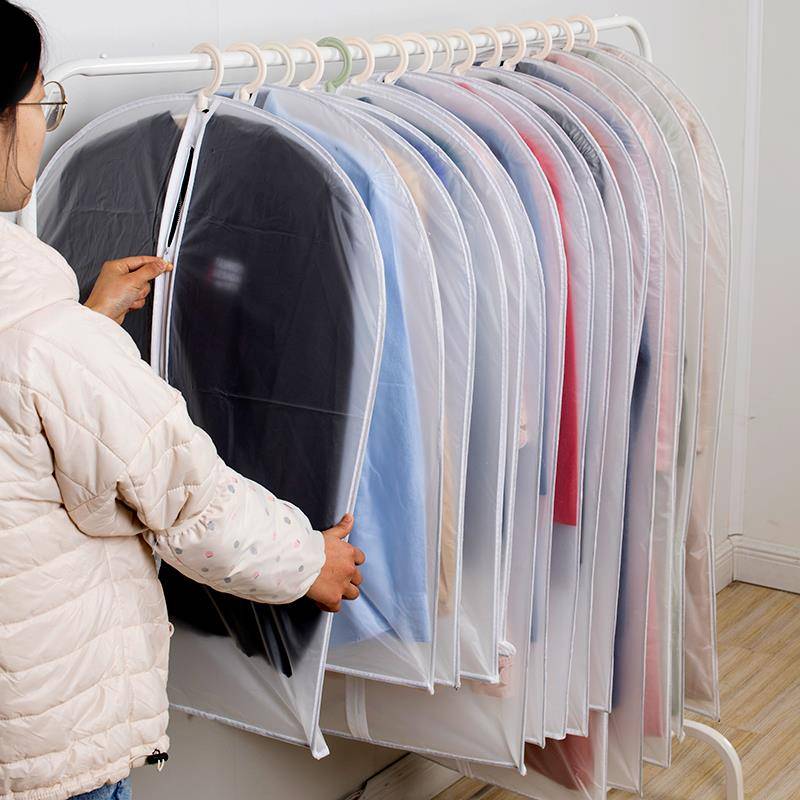 Magnetic Credit Dust Prevent clothes dust cover, transparent clothing dust bag, coat cover, put on storage pocket