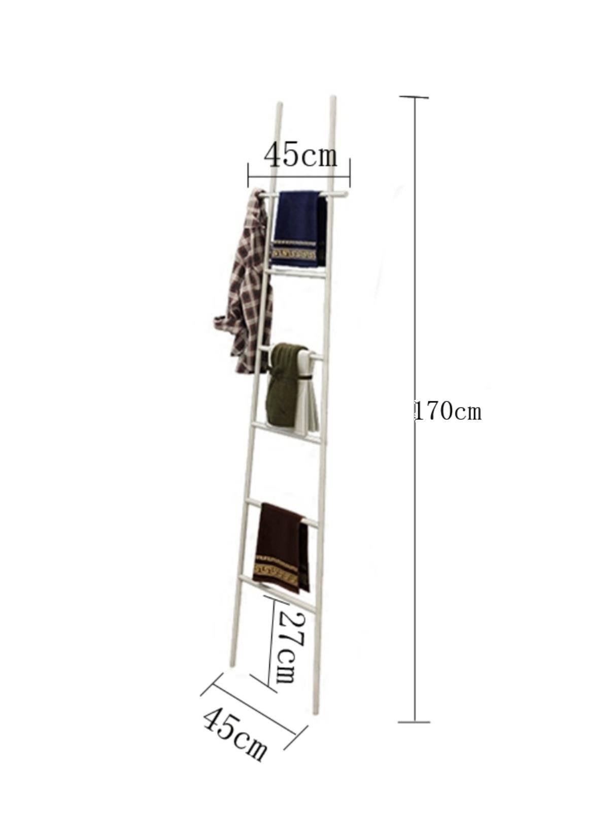 Nordic ladder towel rack landing -free punch -free bathroom shelf bathroom rack storage rack hanging hanger black