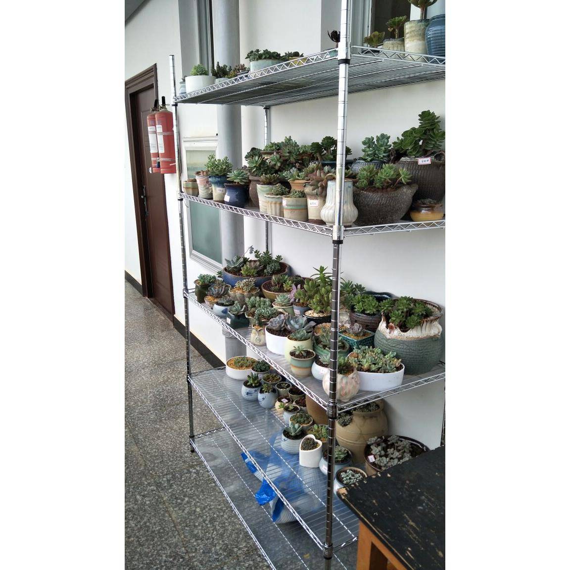 Stainless steel -colored five -layer shelf landing kitchen storage shelf balcony shelf multi -layer shelf shelves