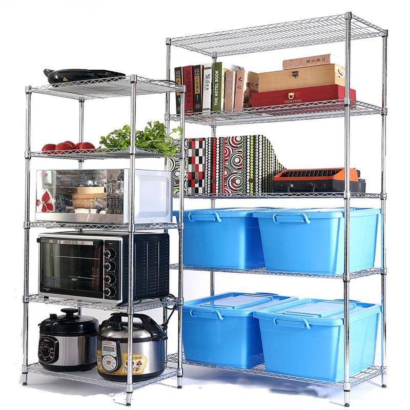 Stainless steel -colored five -layer shelf landing kitchen storage shelf balcony shelf multi -layer shelf shelves