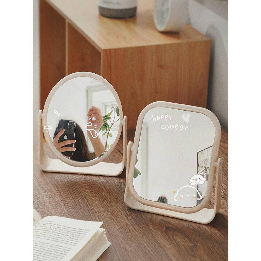 Anti -drop mirror glass mirror new complex double -sided rotation dressing mirror simple large portable princess mirror