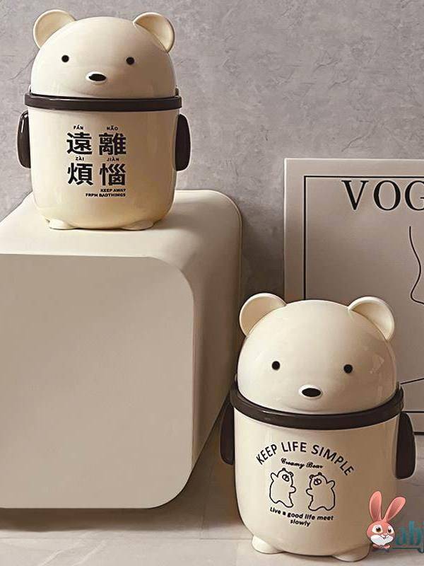 Desktop trash can high face value cute and cute press cover office platform mini bedroom small waste paper basket