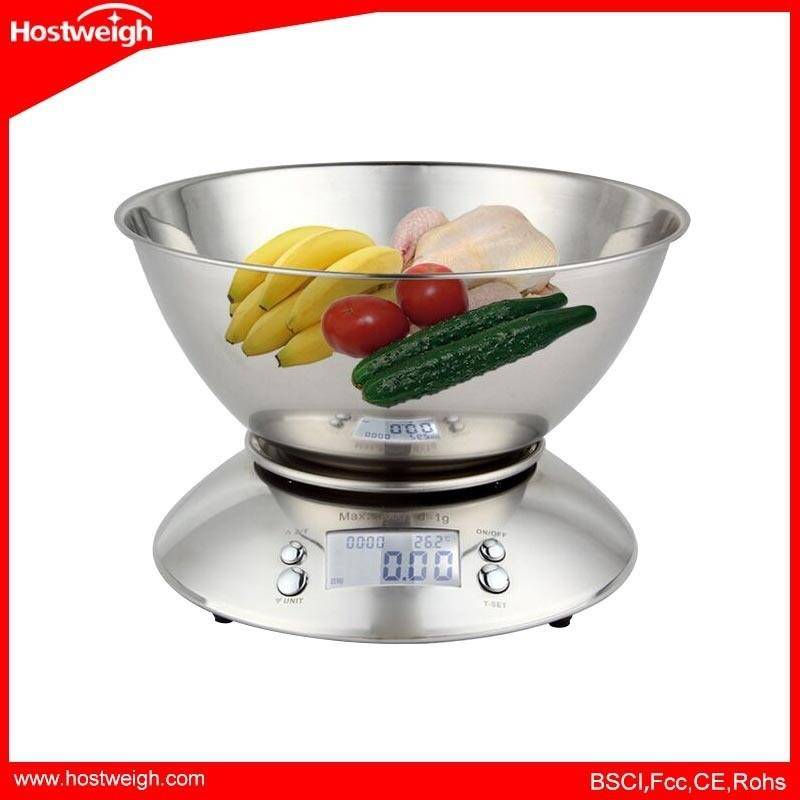 Amazon Electronic Scale Stainless Steel Kitchen Scale and Bowbon Baked Booth Clock Function Electronic Scale
