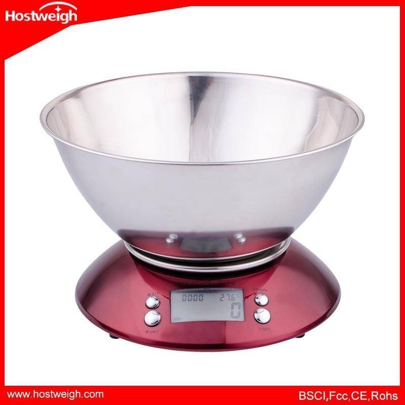 Amazon Electronic Scale Stainless Steel Kitchen Scale and Bowbon Baked Booth Clock Function Electronic Scale