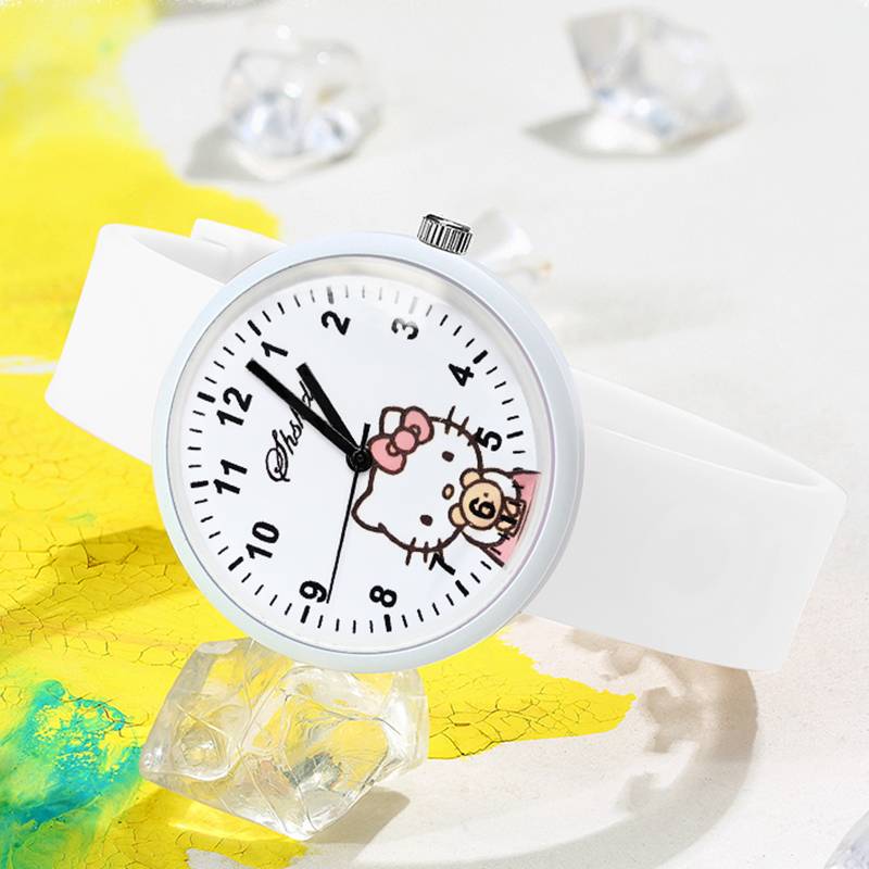 Children's Watch Girls Primary School Student Korean Fairy Korean Waterproof Cute Girl Point Cartoon Cartoon Electronic Quartet Watch