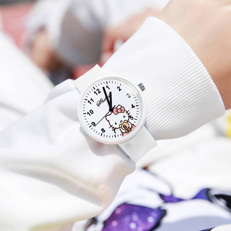 Children's Watch Girls Primary School Student Korean Fairy Korean Waterproof Cute Girl Point Cartoon Cartoon Electronic Quartet Watch