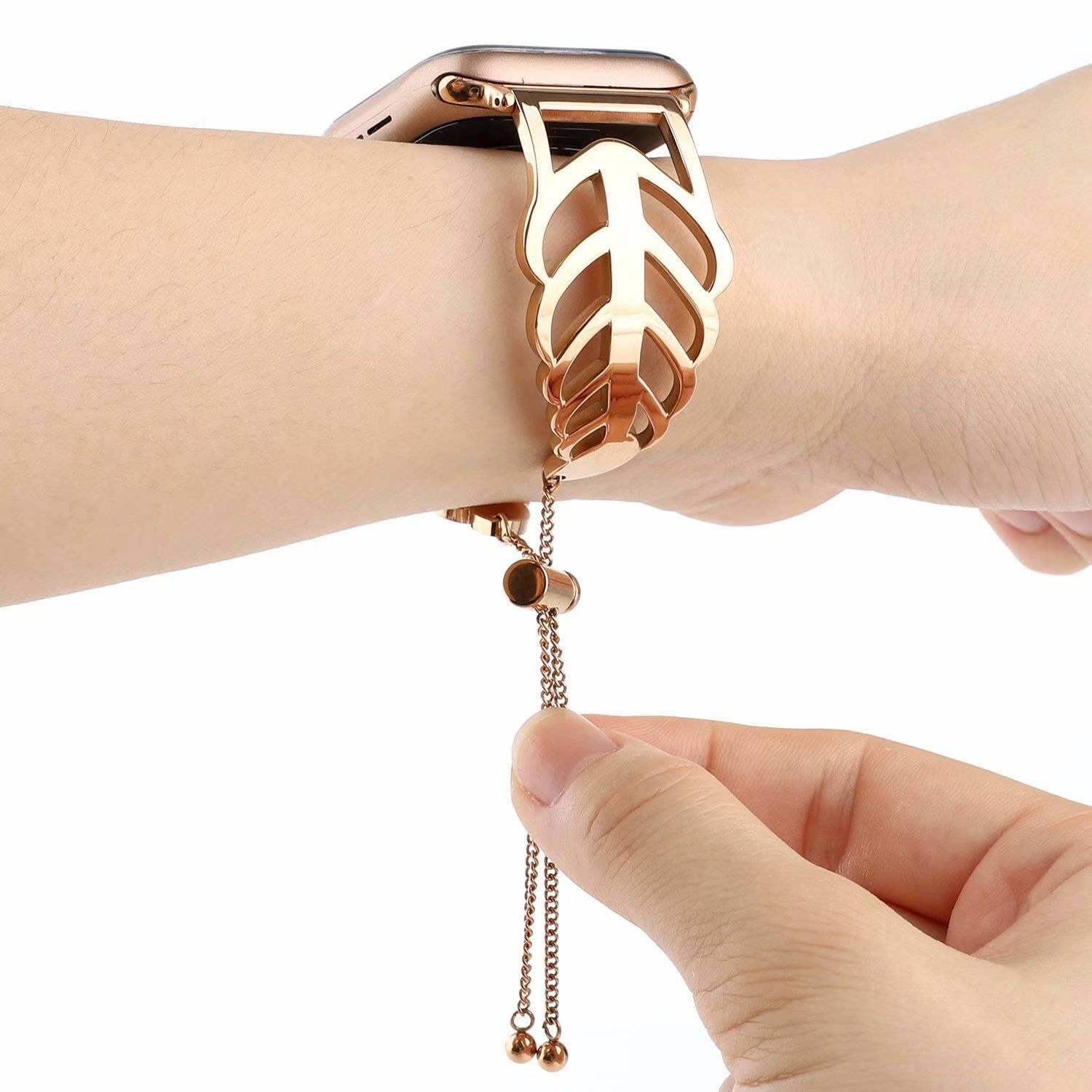 New products are suitable for Apple Watch4 Apple watch leaf bracelet strap stainless steel metal strap