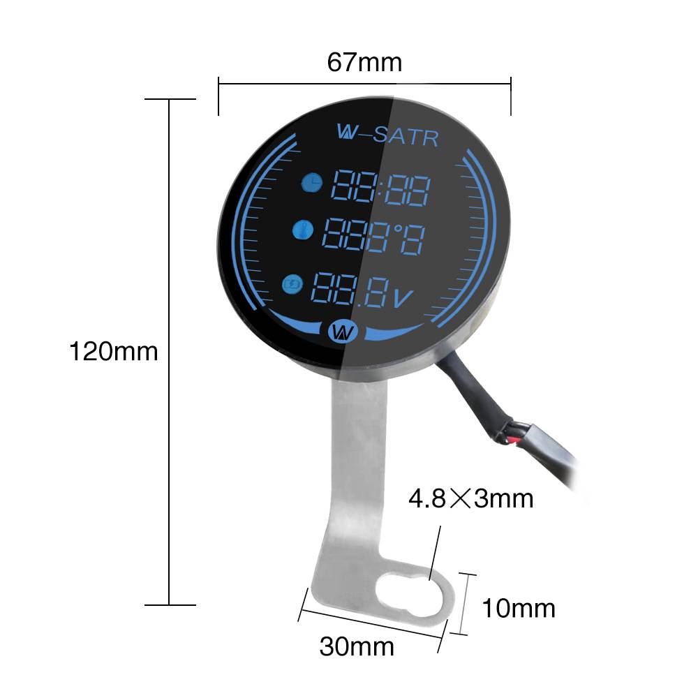 Applicable to LED tri -in -one mileage temperature time voltage voltage code watch motorcycle instrument retro universal
