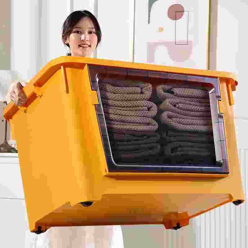 Open pre -opening large storage box storage household plastic transparent reservoir storage box toy clothing to organize box