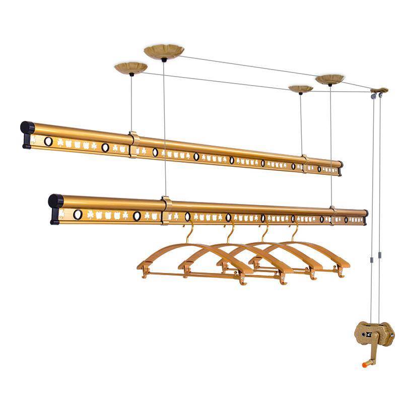 The balcony hand shakes and lifts the drying rack double -rod type drying rack plus tendons and thick indoor drying rod automatic cold clothing rack