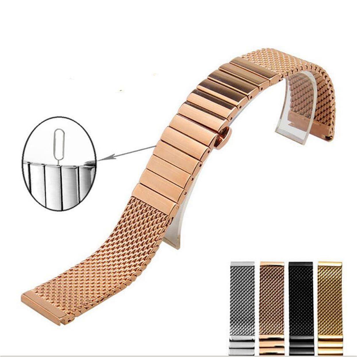 Table accessories solid stainless steel woven band male thick network Milan bamboo strap 18 20 22 24mm