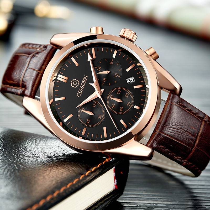 Genuine European and American fashion men's belt quartz watches luminous waterproof new watch student men's watch