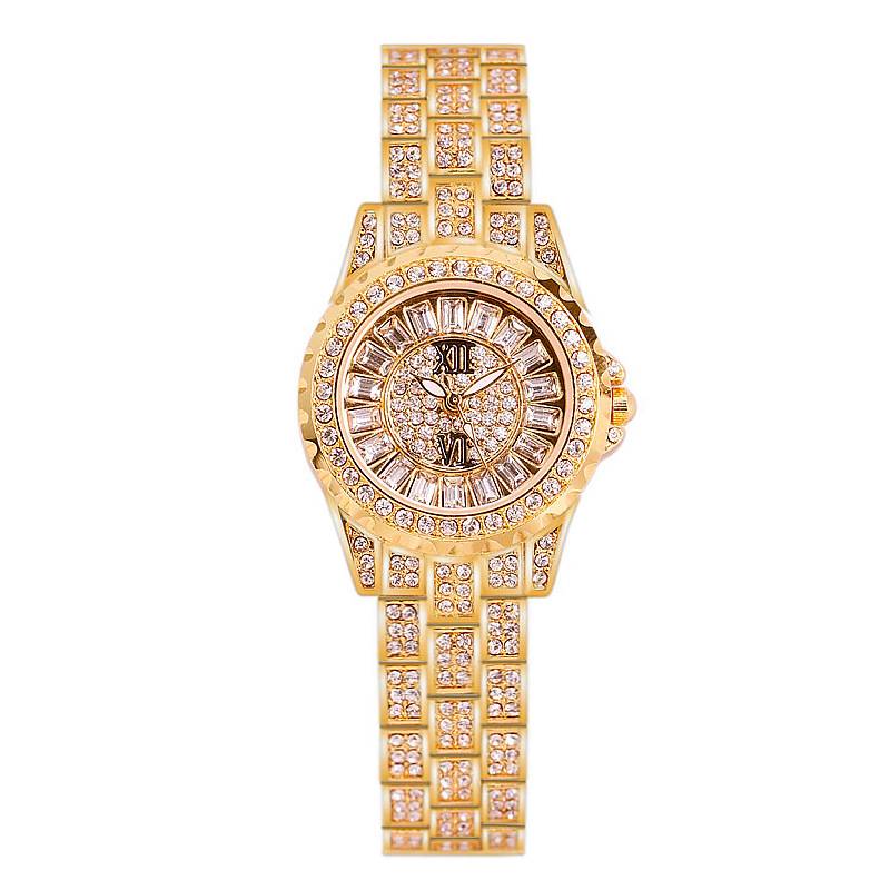 Trendy net red high -level student new Korean chain watch custom -shaped rhinestone is full of rigs of female watches