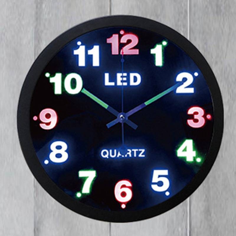 New home improvement 12 -inch simplicity digital metal LED hanging clock fashion creative quartz hanging clock living room watch 1207