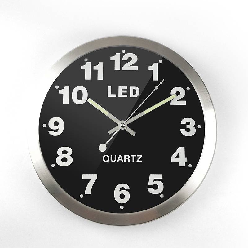 New home improvement 12 -inch simplicity digital metal LED hanging clock fashion creative quartz hanging clock living room watch 1207