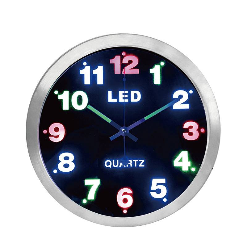New home improvement 12 -inch simplicity digital metal LED hanging clock fashion creative quartz hanging clock living room watch 1207