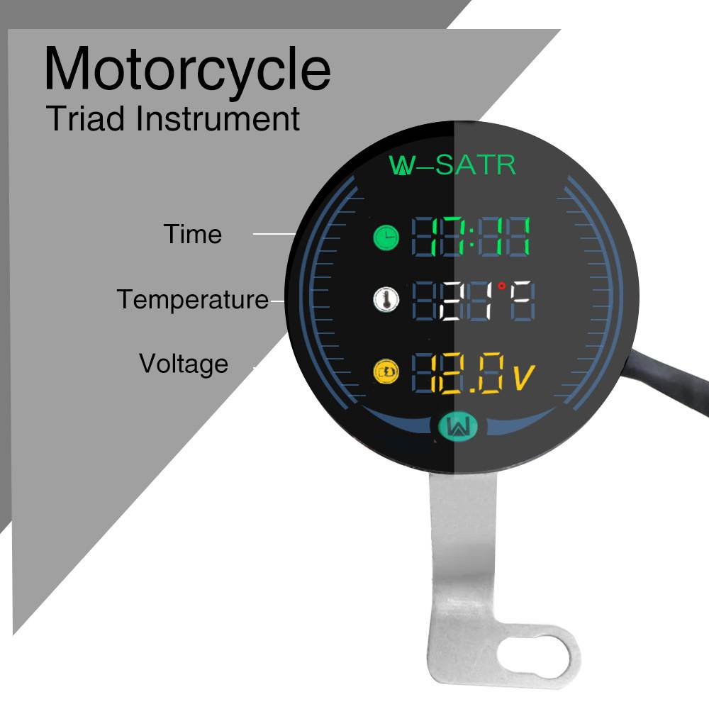 Cross -border LED three -in -one mileage temperature time voltage code watch motorcycle instrument retro universal