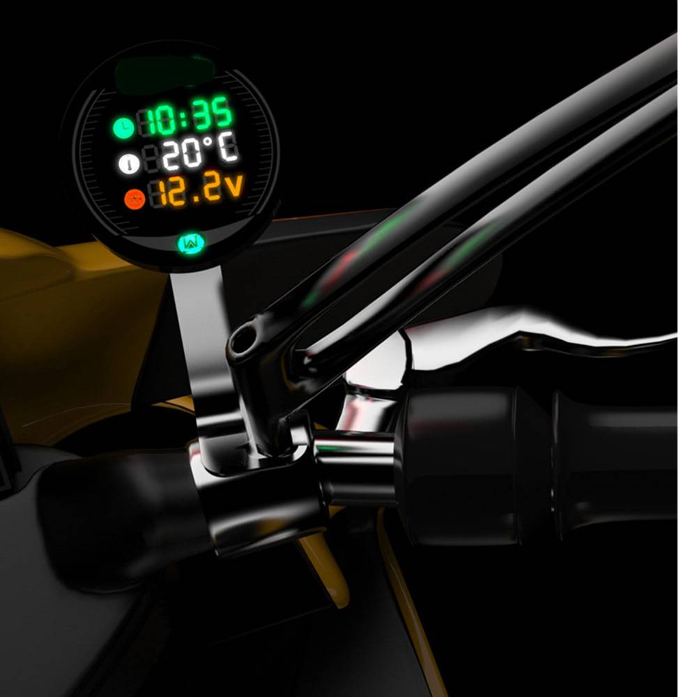 Cross -border LED three -in -one mileage temperature time voltage code watch motorcycle instrument retro universal