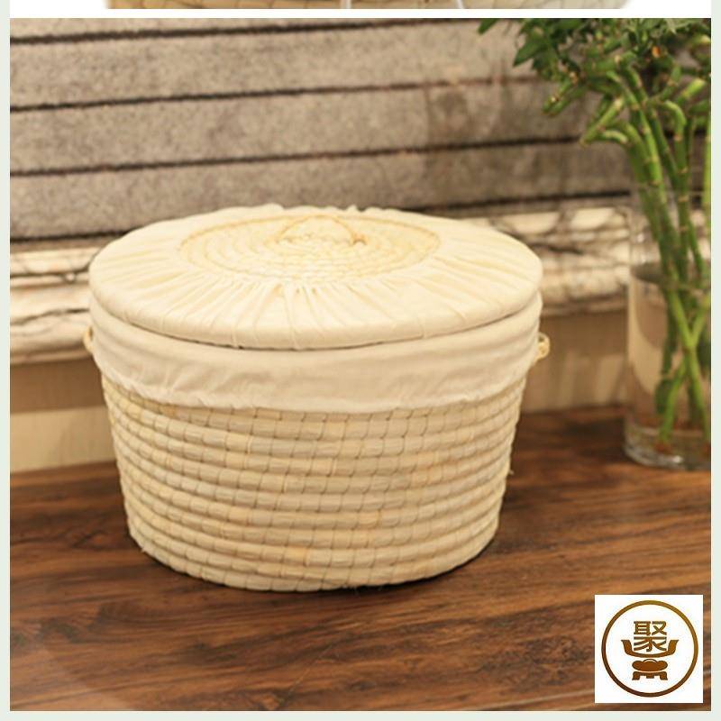 Hand -woven straw cottage grass worship warming basket with steamed bun bun big cakes, bun head baskets, razor, rice covering