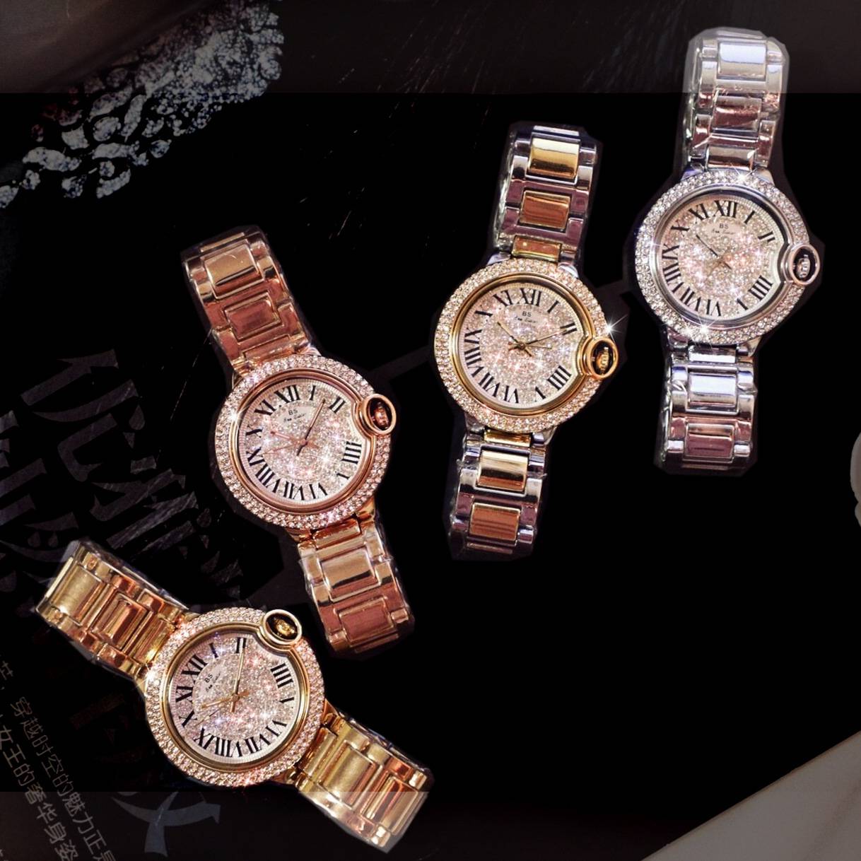 Trendy Net Red Senior Student Student New Hot Watch Links Custom Full Diamond Brand Women's Watch Genuine