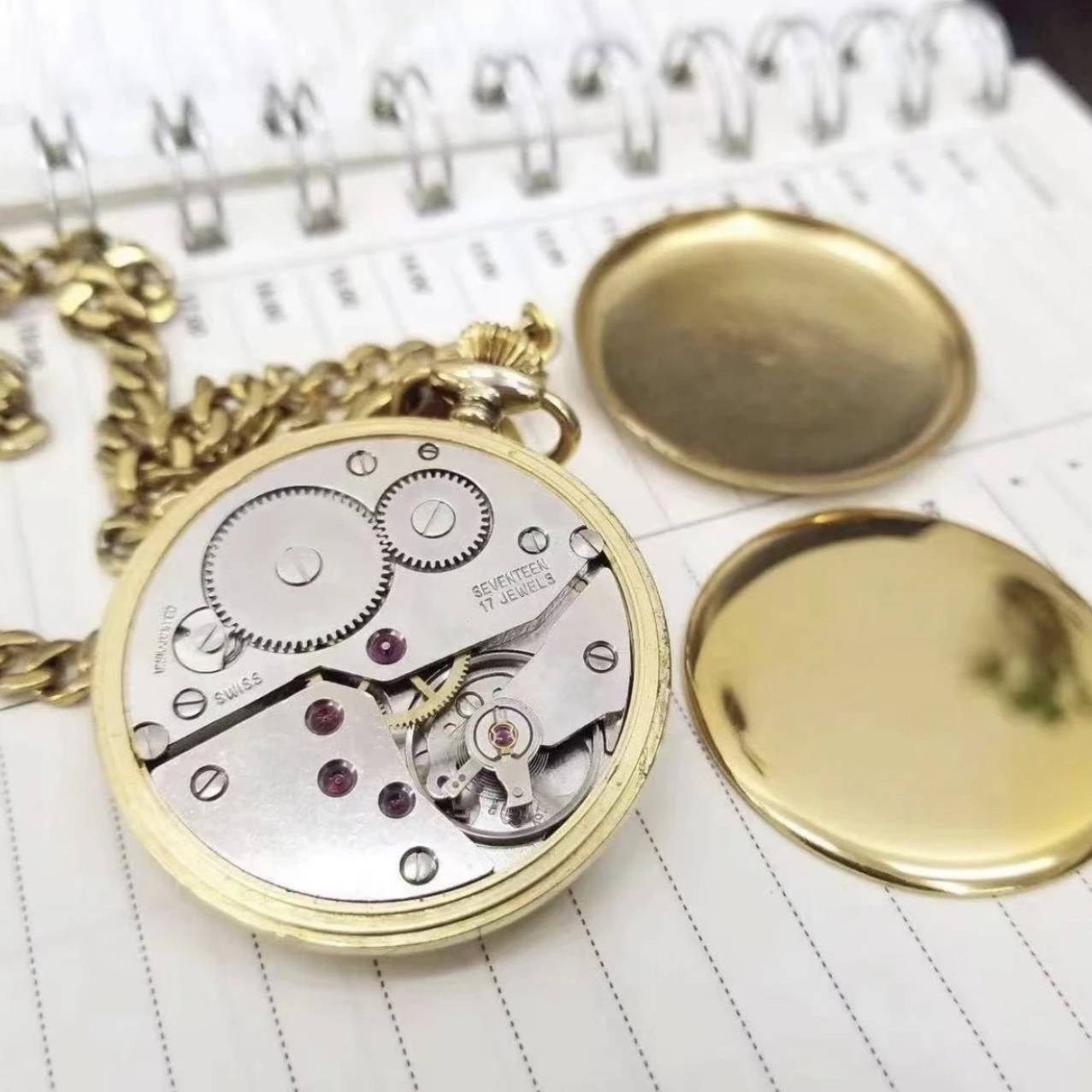 Large pitch retro flip Roman polished men's watch student quartz watch electronic necklace hanging watch elder watch
