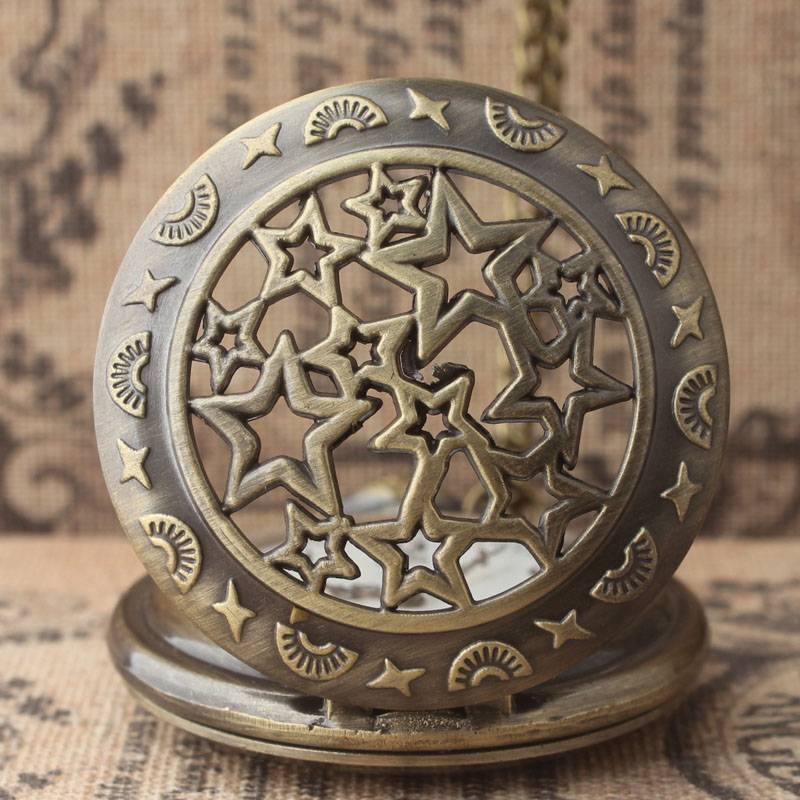 New Bronze Star Star Star Star Star large pocket watches European and American chain hanging watch men's and female student watches