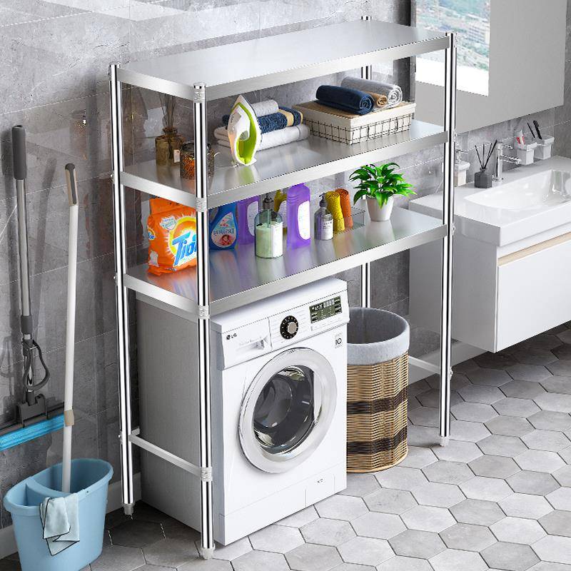 Bathroom drum washing machine above the balcony storage shelf stainless steel stain -storage household landing multi -layer
