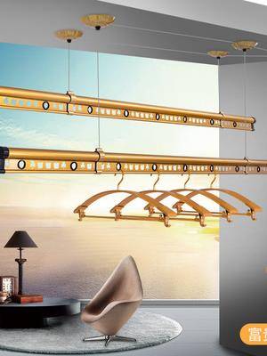 The balcony hand shakes and lifts the drying rack double -rod type plus thick tendon and thick indoor drying rod automatic cold clothes racks.
