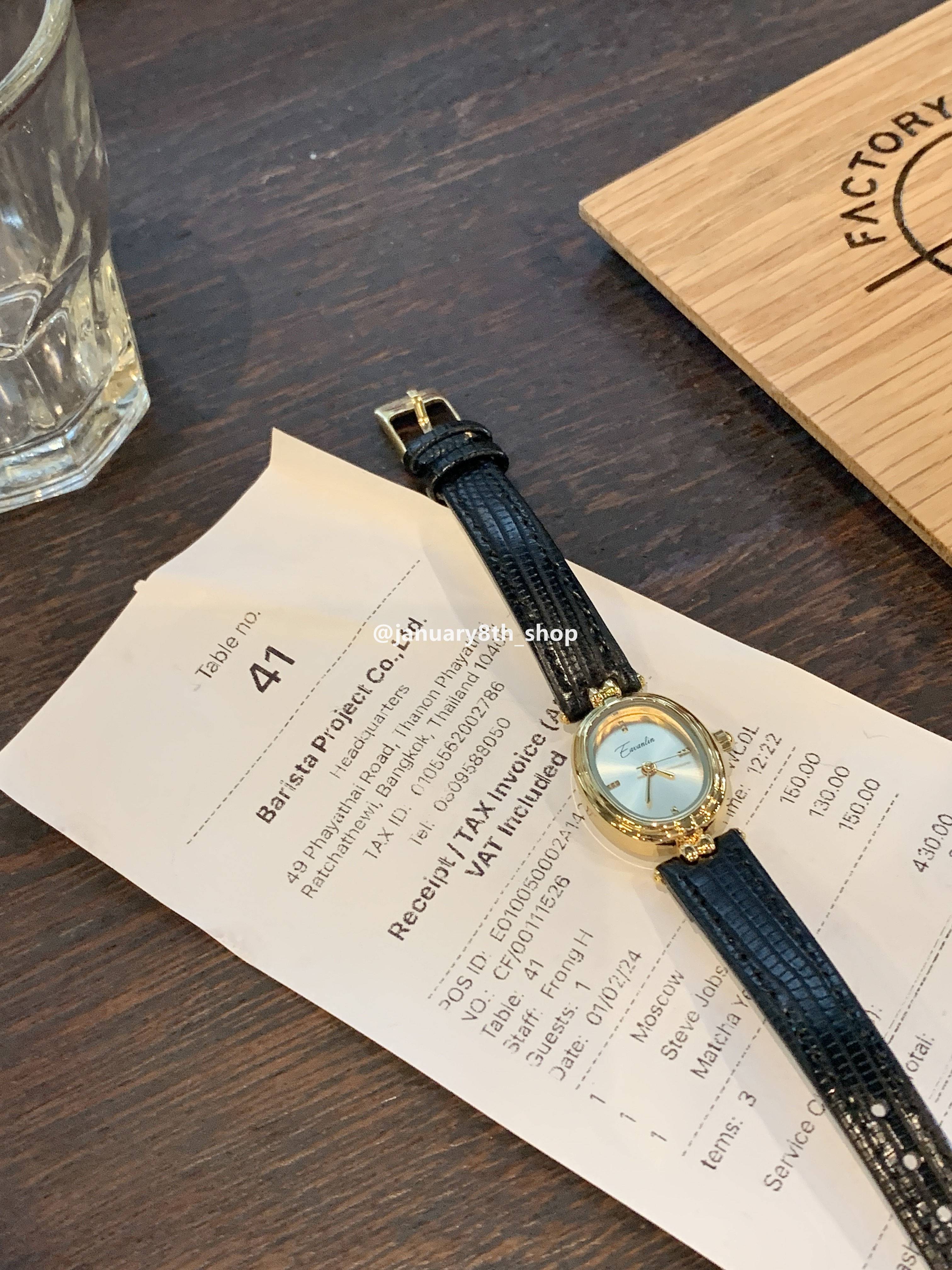Self -use INS blogger retro gold stitching leather watch 0.1kg