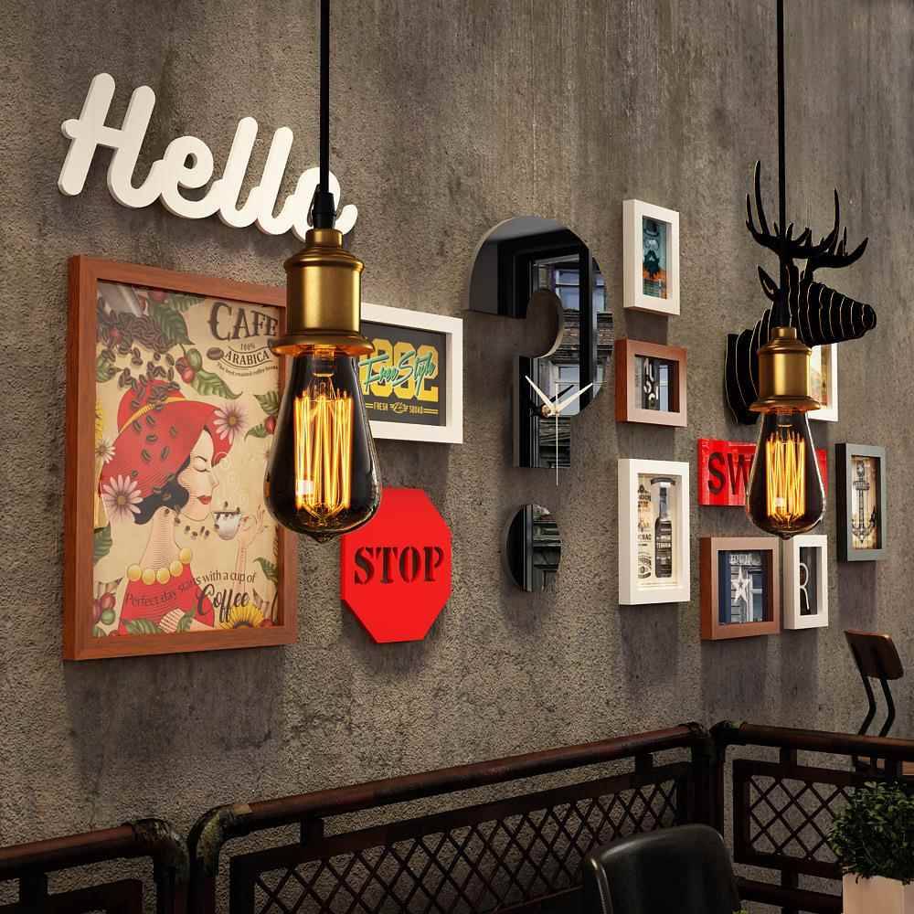 Popular molecules_2371 Industrial Wind Photo Wall Deer Clock Clock Clock Box Decorative Painting Retro Show Photo