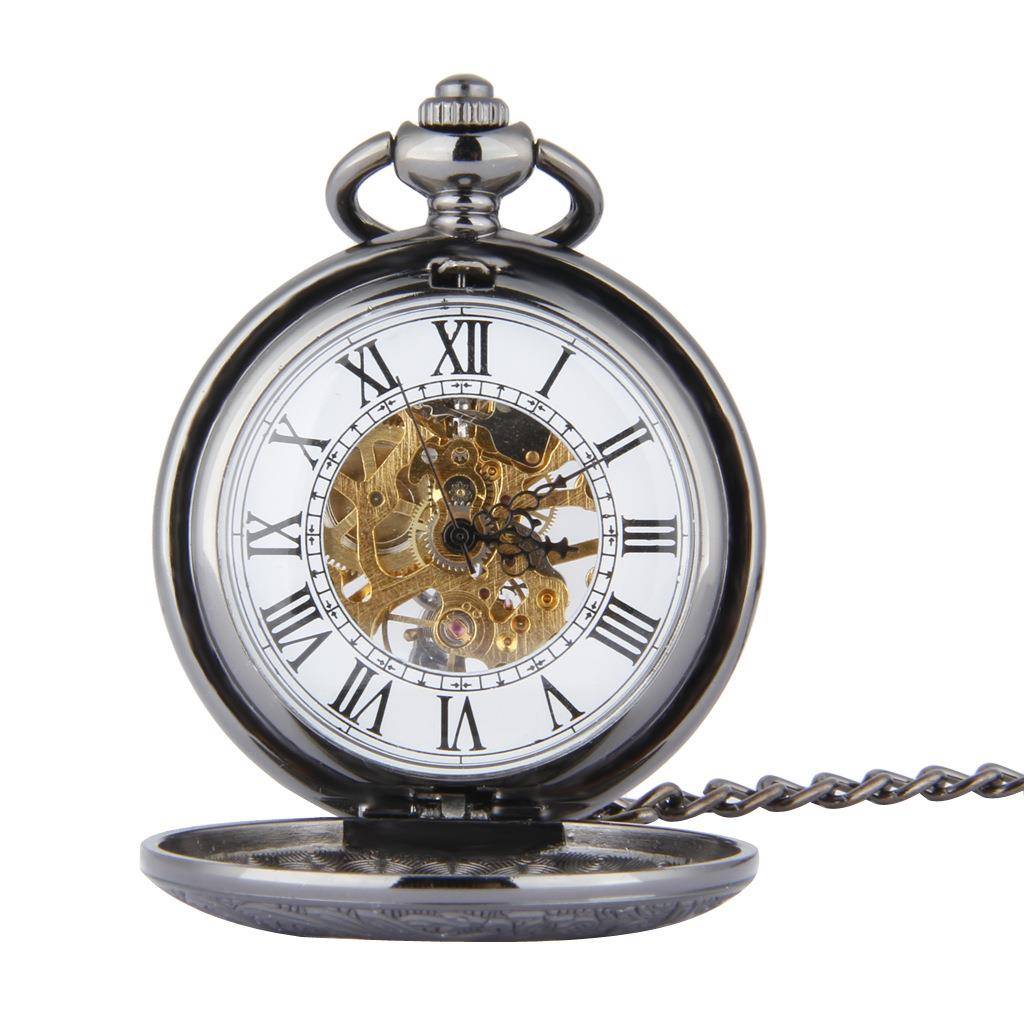Nostalgic discs Black Roman scale mechanical pocket watch white surface white surface mechanical pocket watches