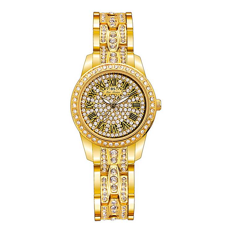 Trendy net red high -level student new watch linked list custom full diamond female watch genuine