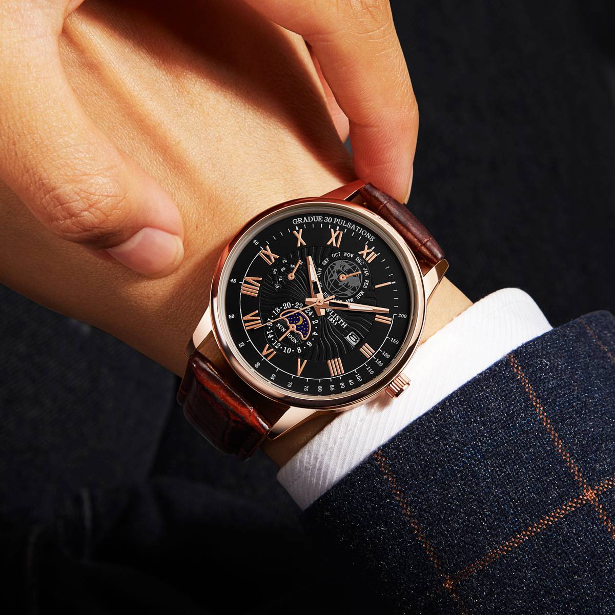 Woli Slims and fashion temperament Men's Watch Waterproof Business belt quartz watch Male cross -border watch