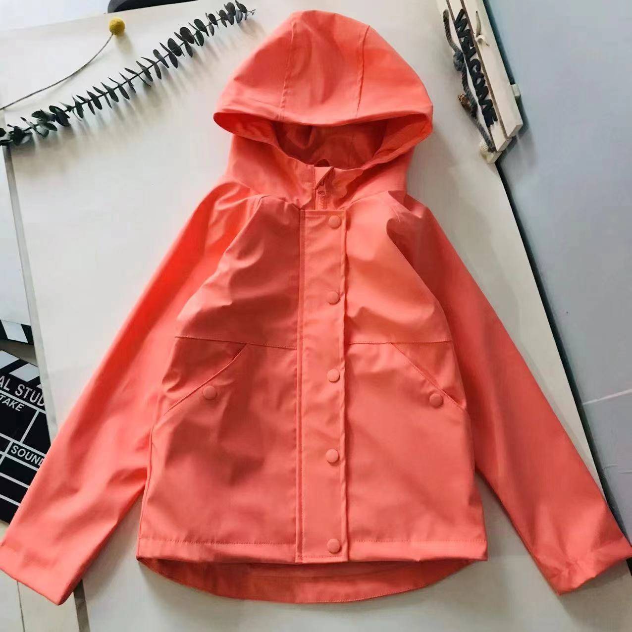 Exporting to Europe and the United States original single genuine girls Xiaozhong big children spring and autumn hooded zipper anti -windwear jacket jacket